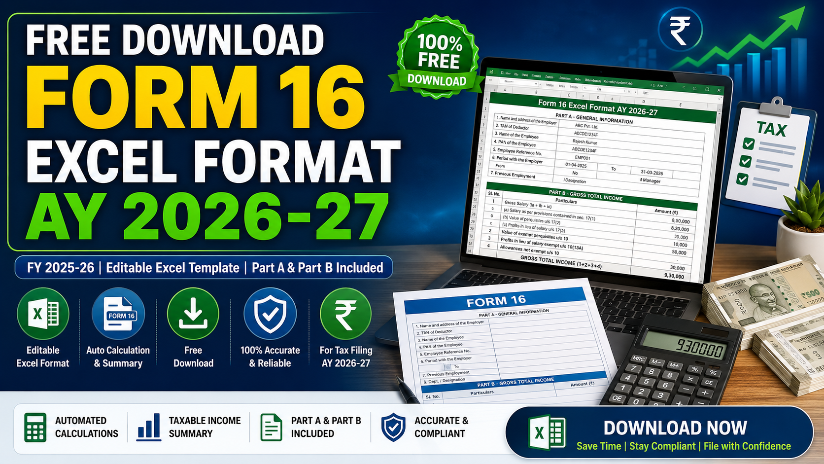 Download Form 16 Fy 2025-26 Excel